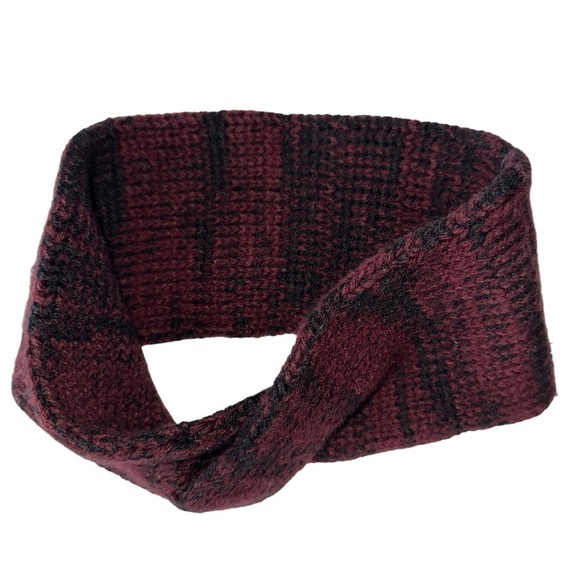 KNITTED MAROON AND BLACK INFINITY SCARF FOR YOUR HEAD BY MADE FOR EACH OTHER O/S - Picture 5 of 10